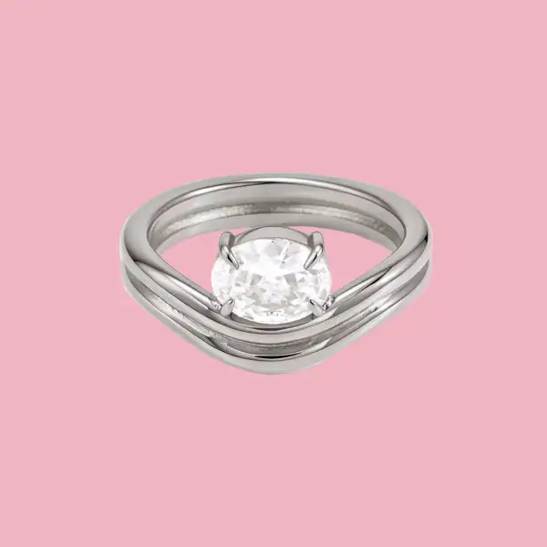 Wavy Stone Accent Ring