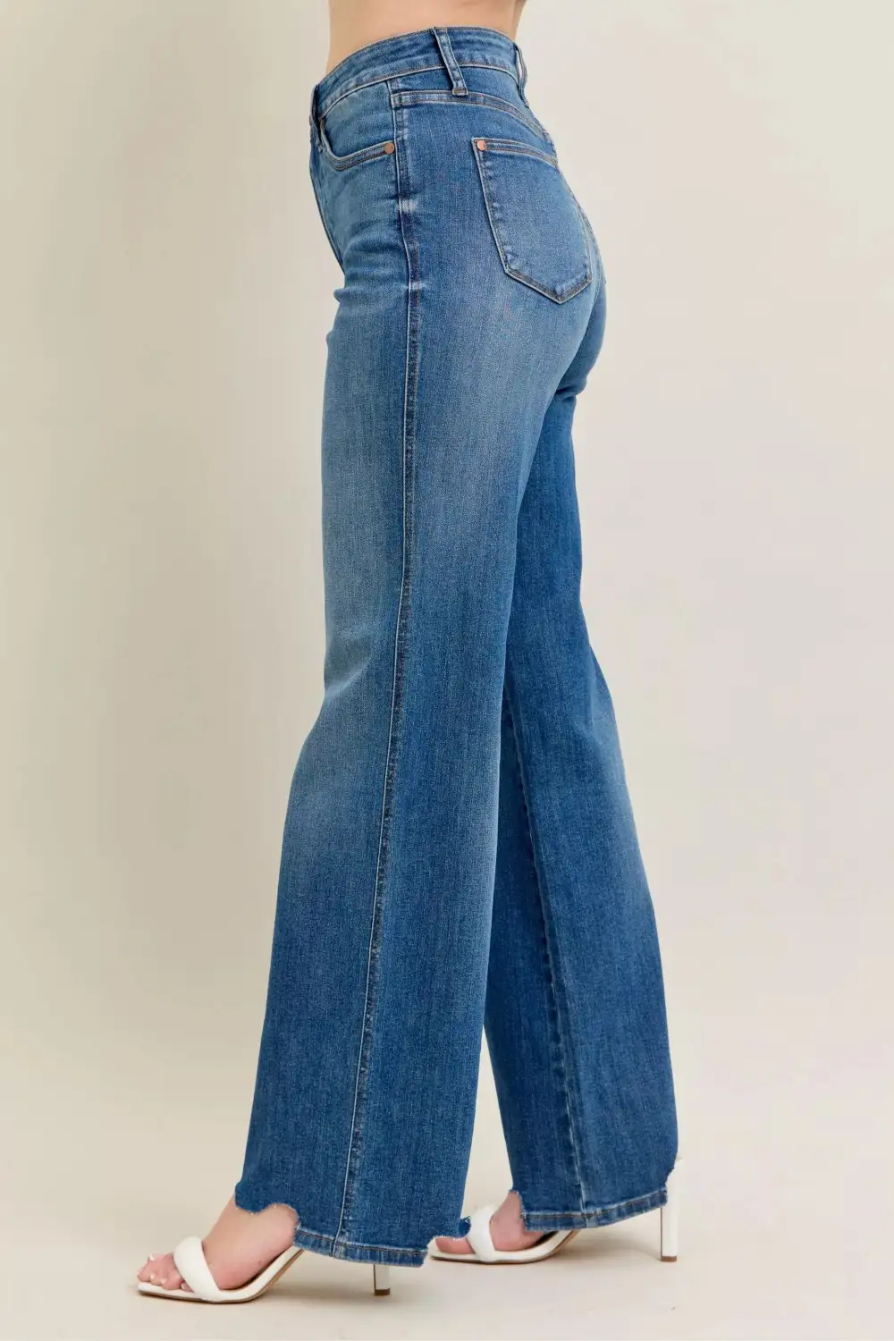 Everyday High Rise Distressed Wide Leg Jeans