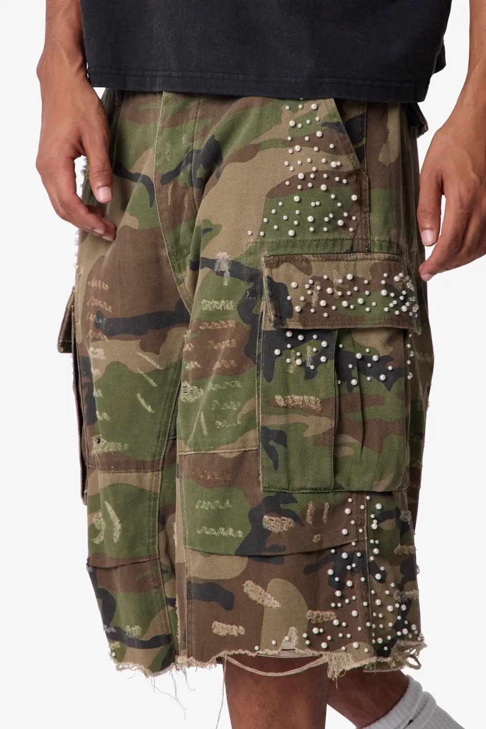 Pearled Utility Cargo Shorts