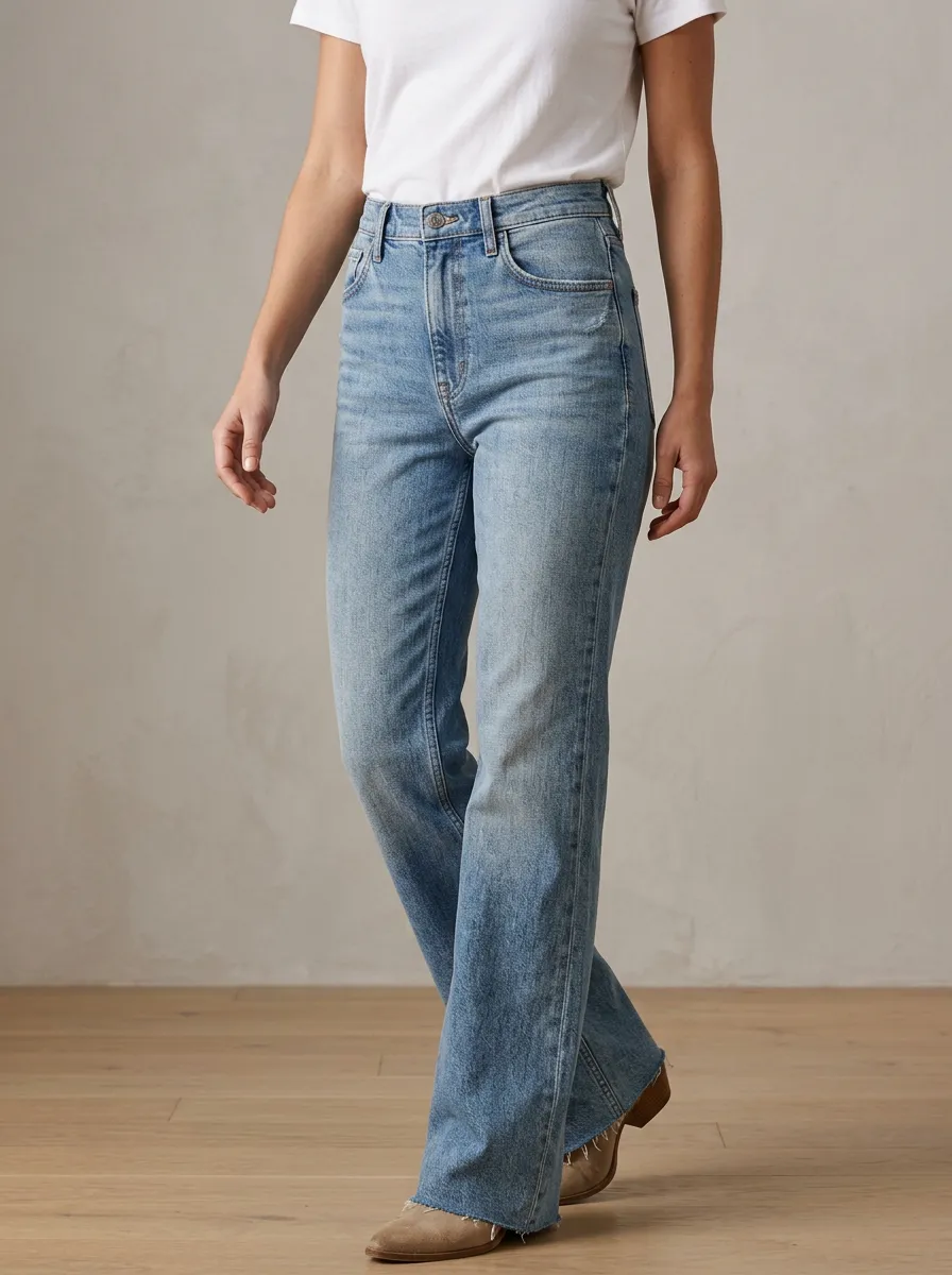 Everyday-Look High-Rise Raw-Hem Washed Denim Jeans