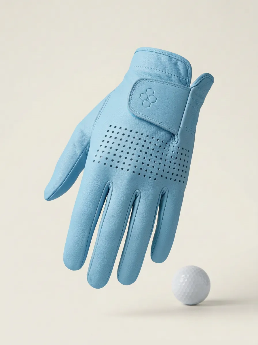 Perforated Hexagon-Pattern Leather Golf Glove