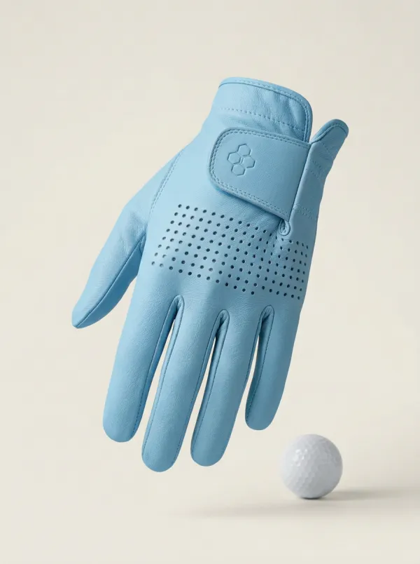 Perforated Hexagon-Pattern Leather Golf Glove