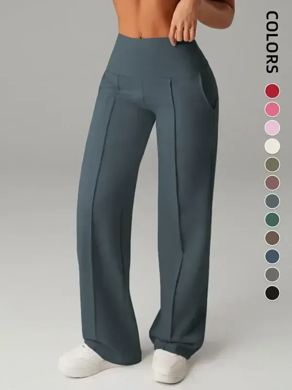 Women's Wide Leg High Waist Sweatpants with Pockets | Sporty Casual Style