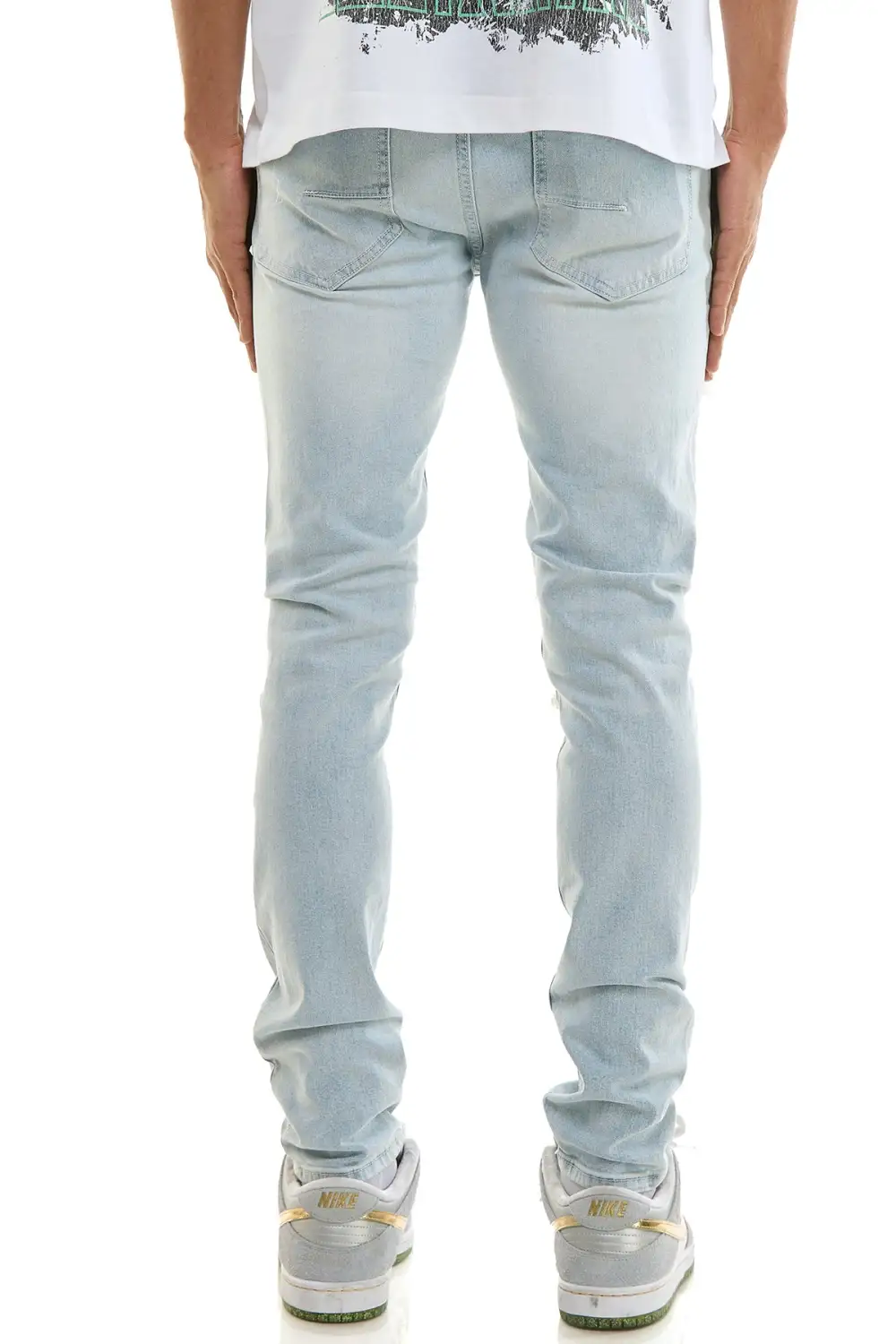 Men's Streetwear Skinny Distressed Raw Hem Jeans