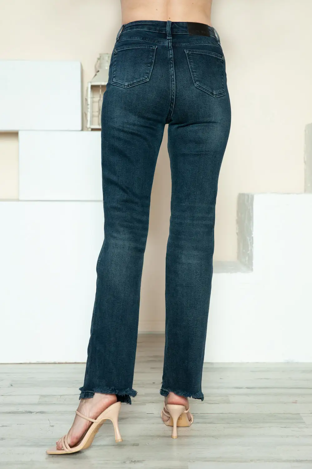 Classic Straight Leg Button Denim Jeans
