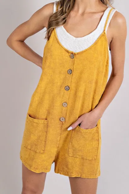 Washed Button Romper