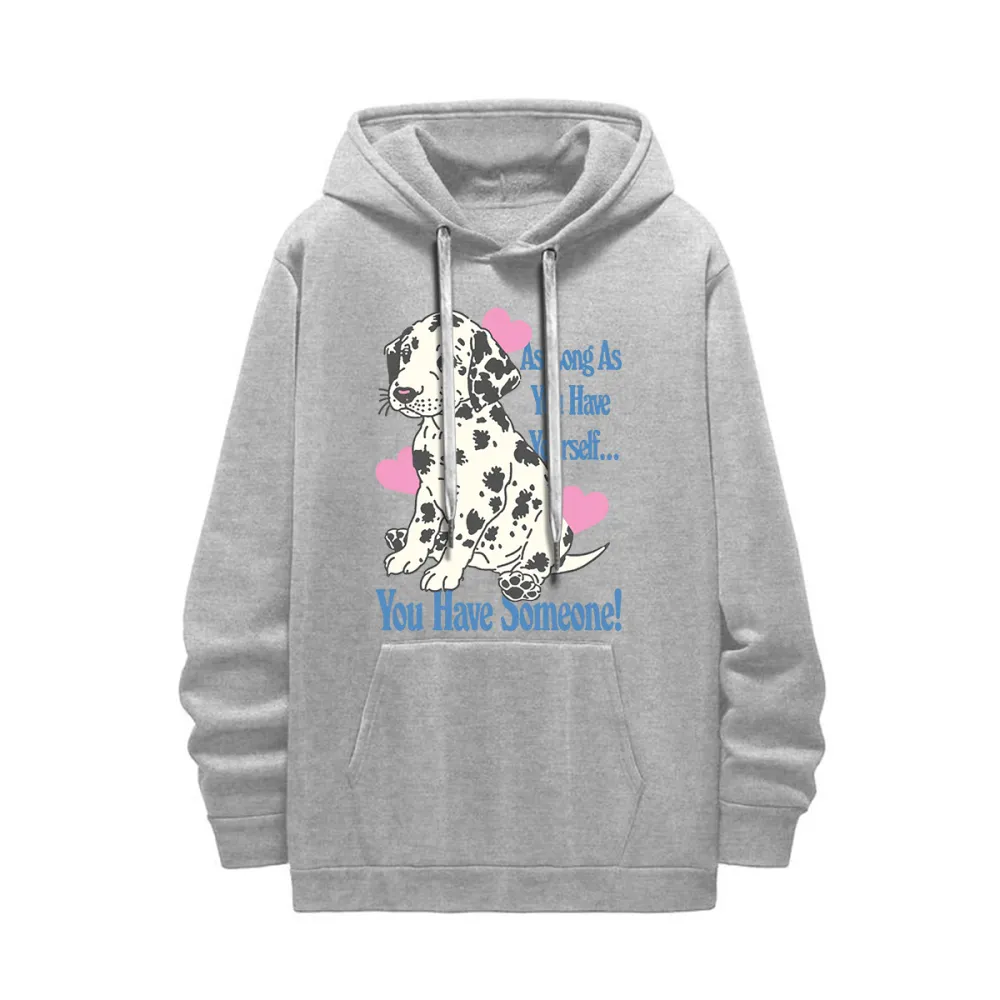 Dalmatian Print Gray Hoodie With Heart Accents