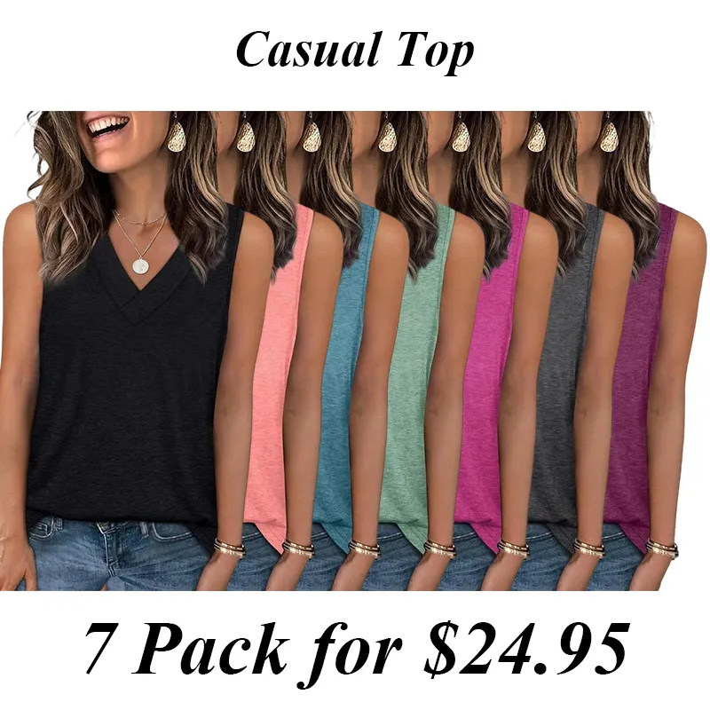 Tank Tops for Women Summer V Neck T Shirts Trendy Sleeveless Basic Tee Loose Fit 2025 Fashion