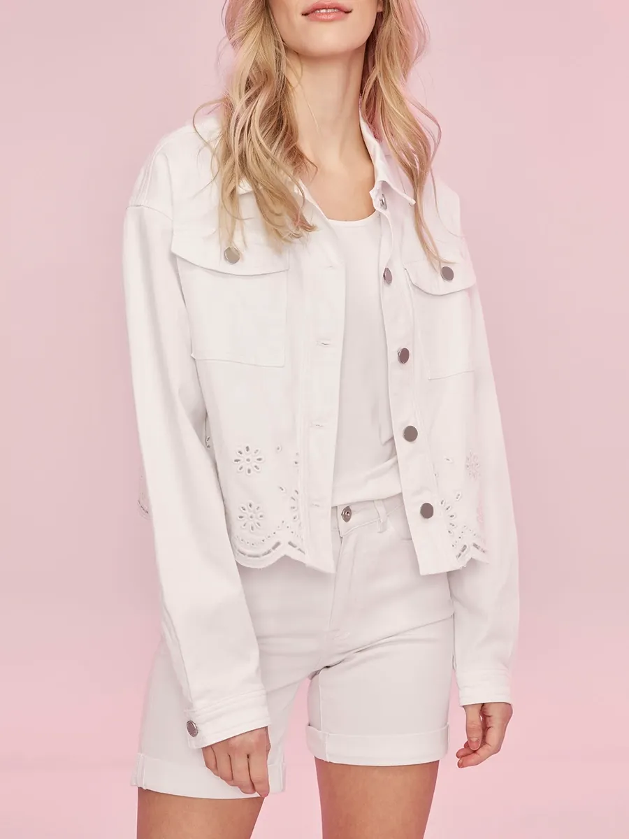 Pure Cotton Art Hollow Women's White Coat