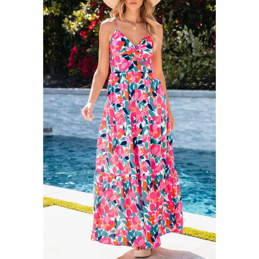 Classic Printed V Neck Maxi Cami Dress