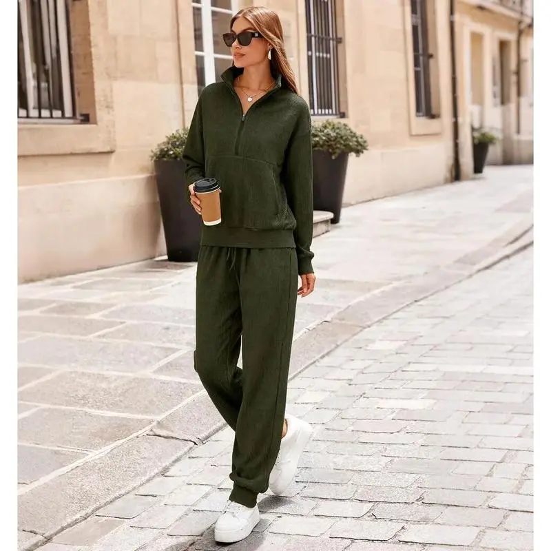 Women's Half Zip 2-Piece Sweatpants Set