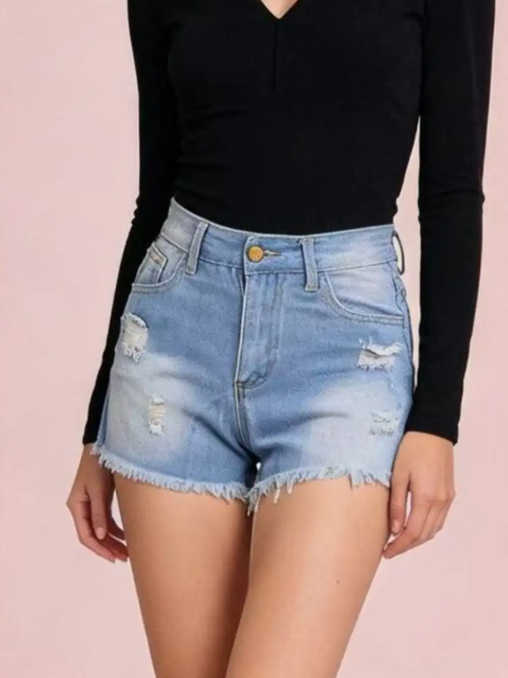 Relaxed Frayed Hem Shorts