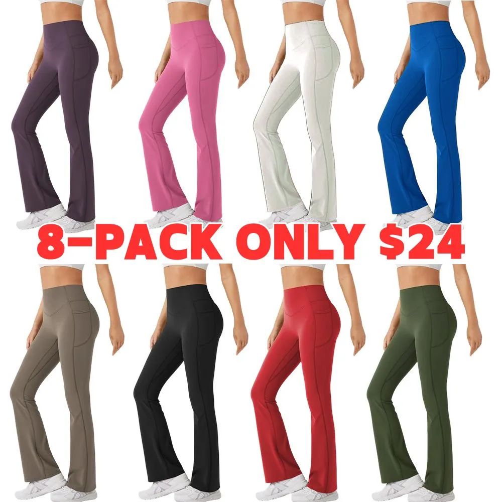 Women's UltraSculpt SoCinched High Waisted Scrunch Butt Lifting Tummy Control Pocket Shaping Yoga Bootcut Leggings