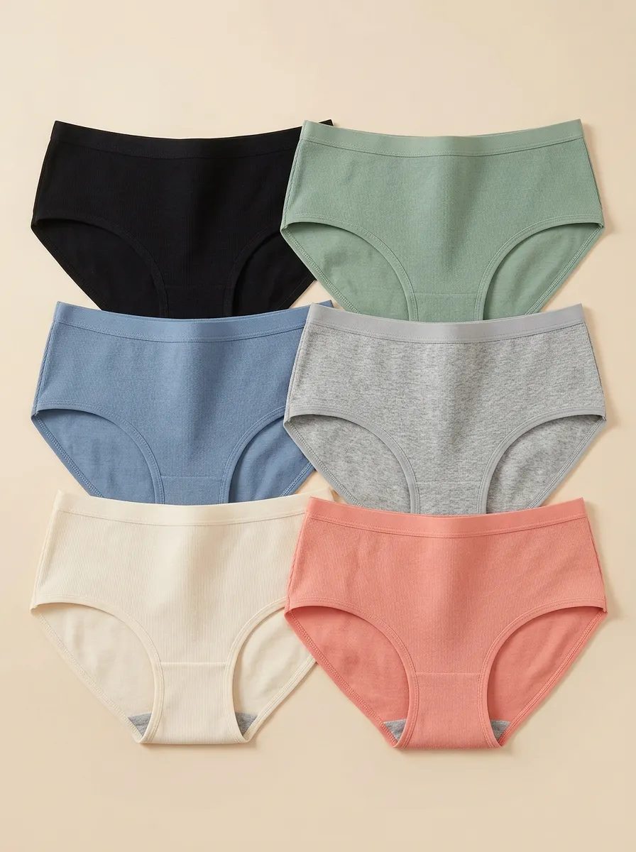 Women's Moderate-Coverage Ribbed Mid-Rise Briefs 6-Pack