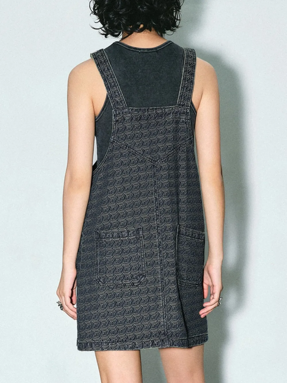 Texture Casual Style Overall Dress