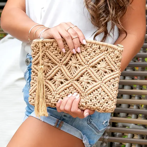 Macrame Tassel Clutch Bag