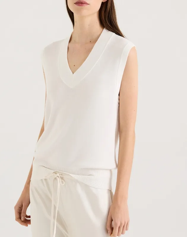 Porcelain Semi-Sheer Knit Vest