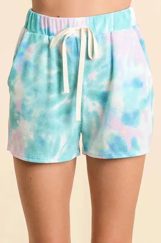 Tie Dye Print Casual Shorts with Twill