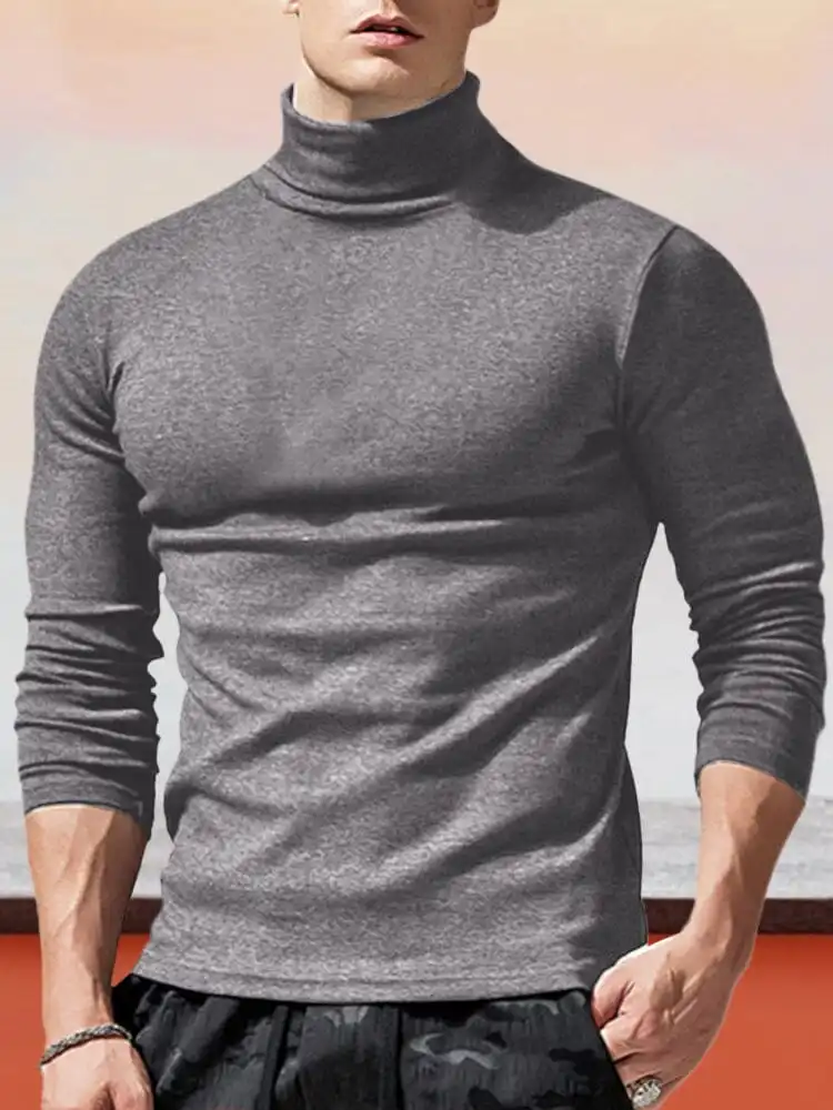 Classic Slim Fit Turtleneck Basic Top T-Shirt