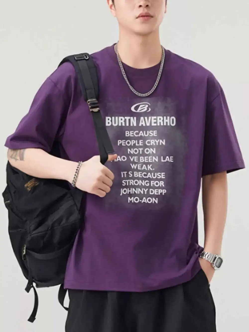 Letter Round Neck Short Sleeve T-Shirt