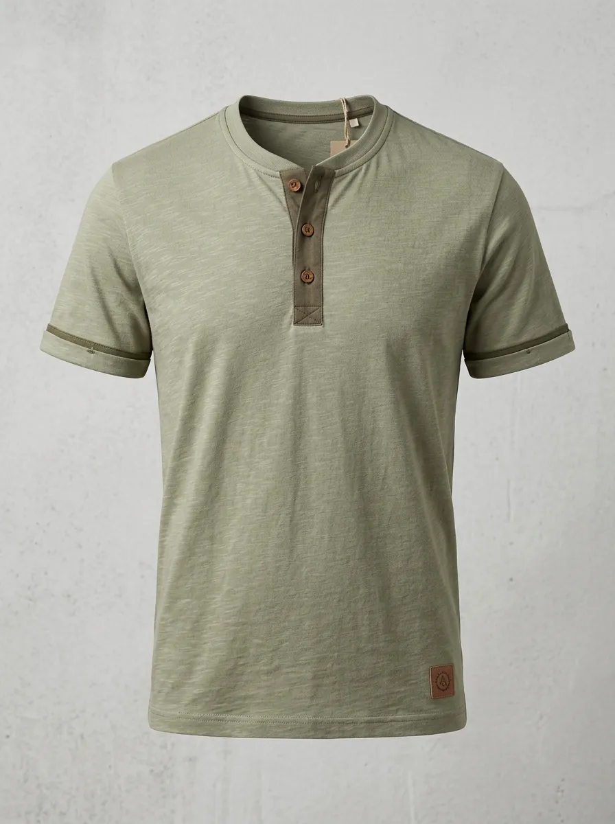 Men's Button Placket Henley Shirt