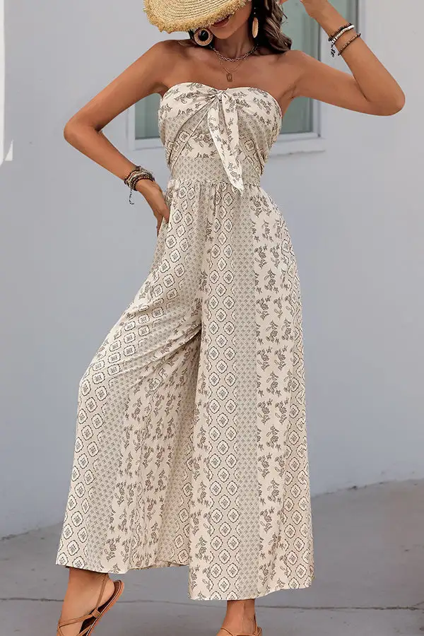 Beachsissi Bandeau Printed Casual Jumpsuit