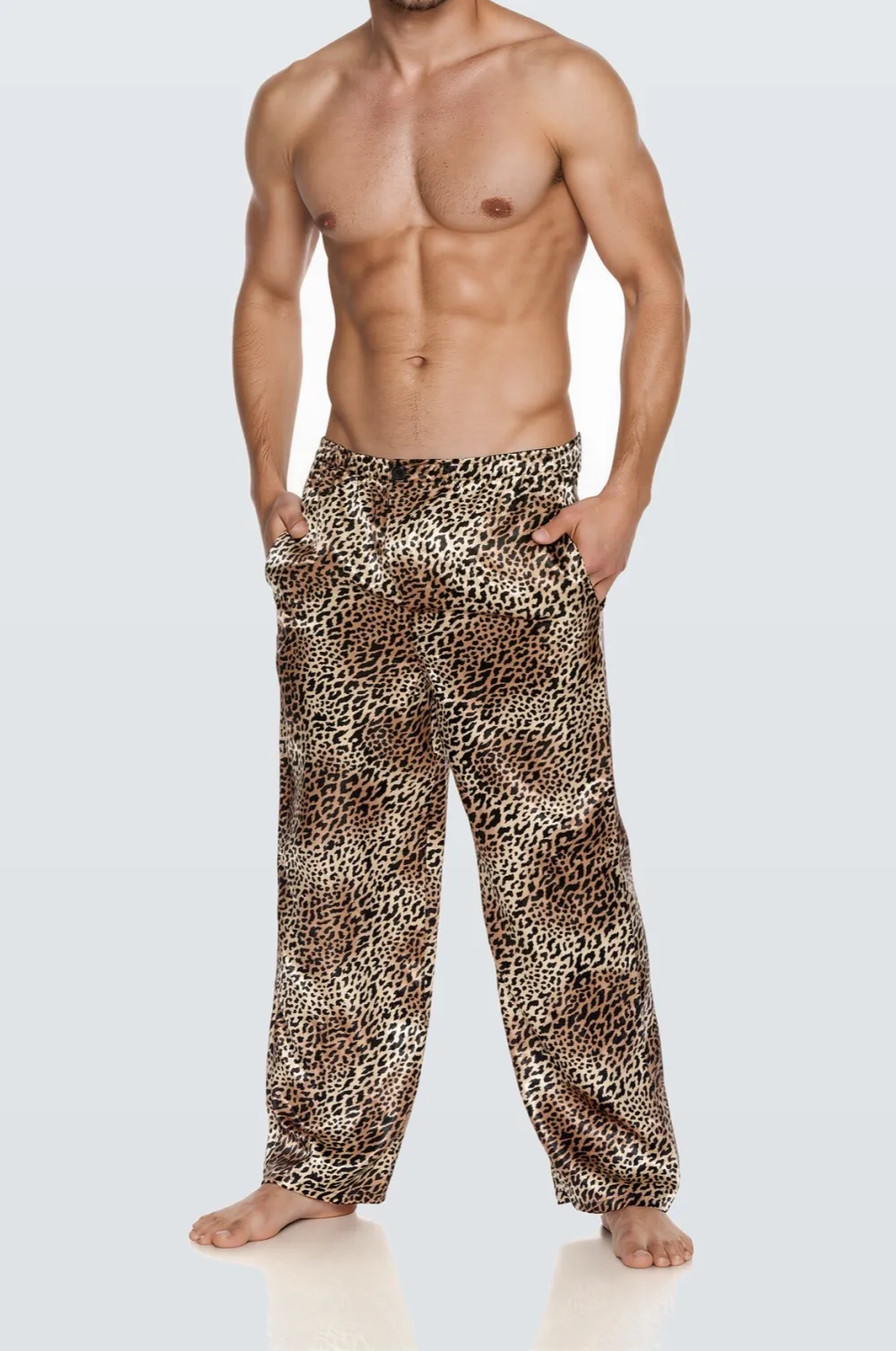 Satin Leopard Print Men's Lounge Pants