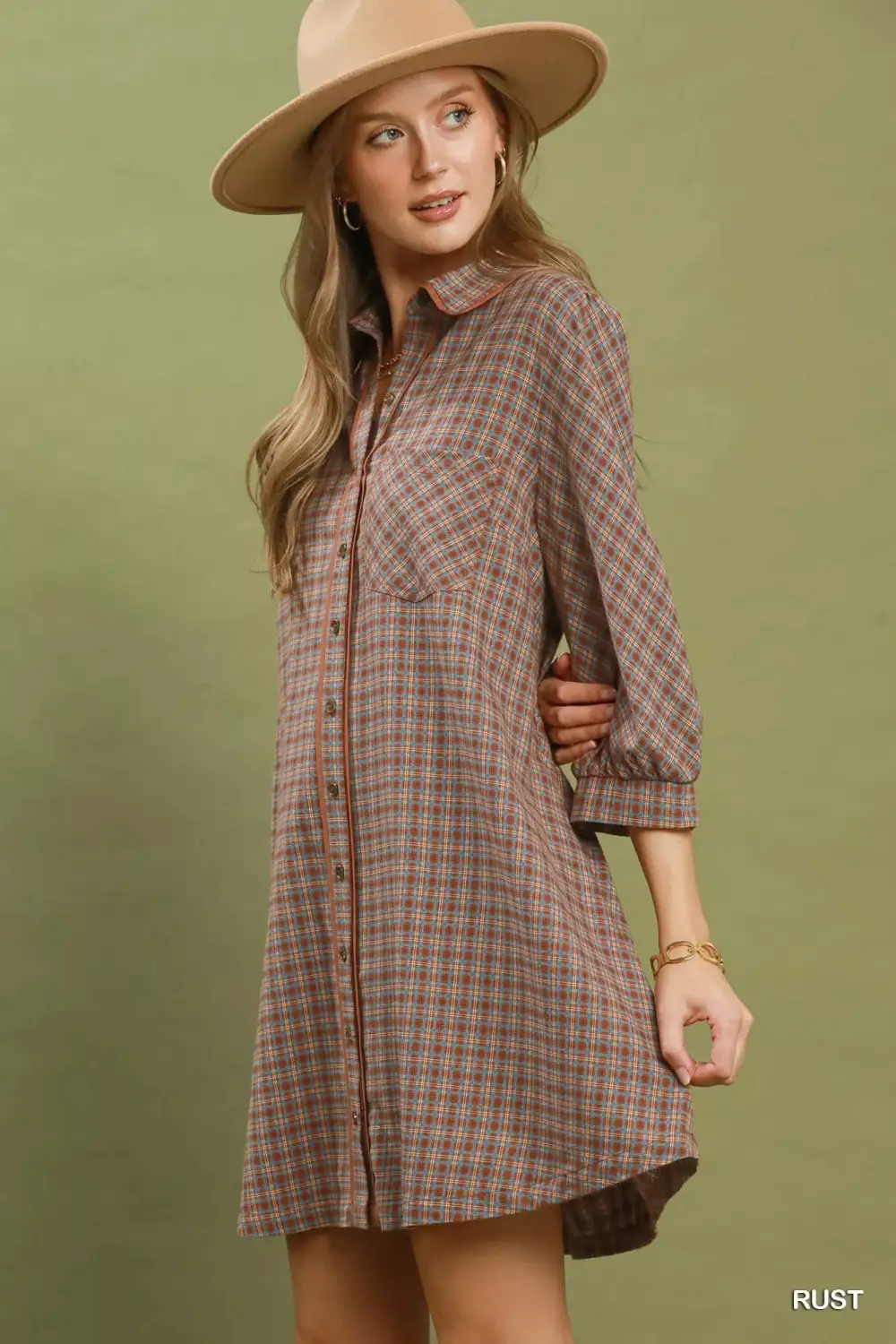 Plaid Button-Down Oversized Shirt Dress