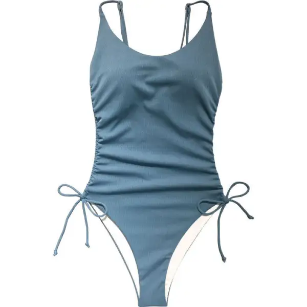 Drawstring One Piece Swimsuit