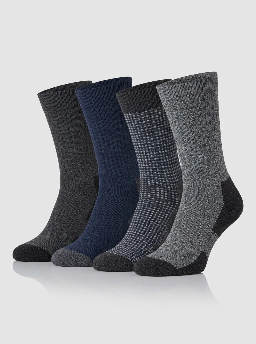 Versatile Crew Printed Edit Men's Four Pair Socks