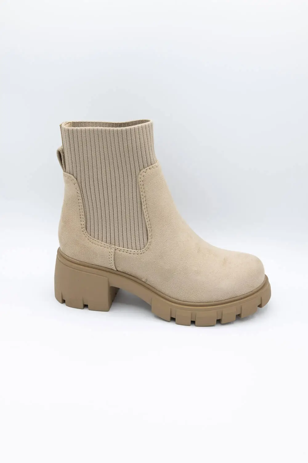 Lug Sole Suede Ankle Bootie
