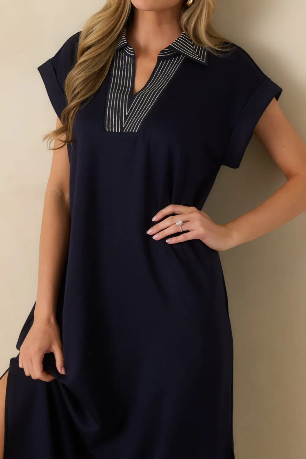 Knit Short Sleeve Midi Dress