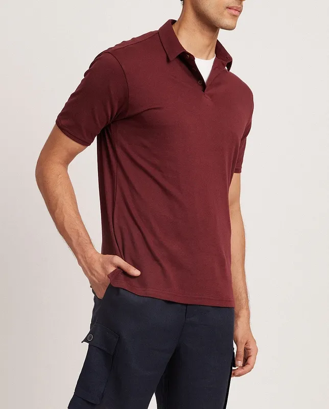 Red Vintage-Wash Cotton Polo Shirt