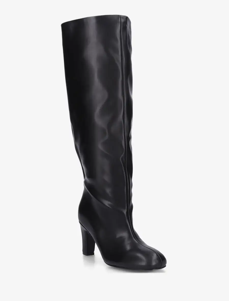 Classic Contemporary Block Heel Faux Leather Knee High Boots