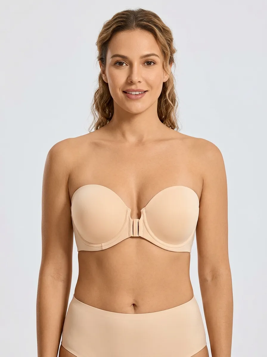 Women's Underwire Minimalist Front-Closure Strapless Bra