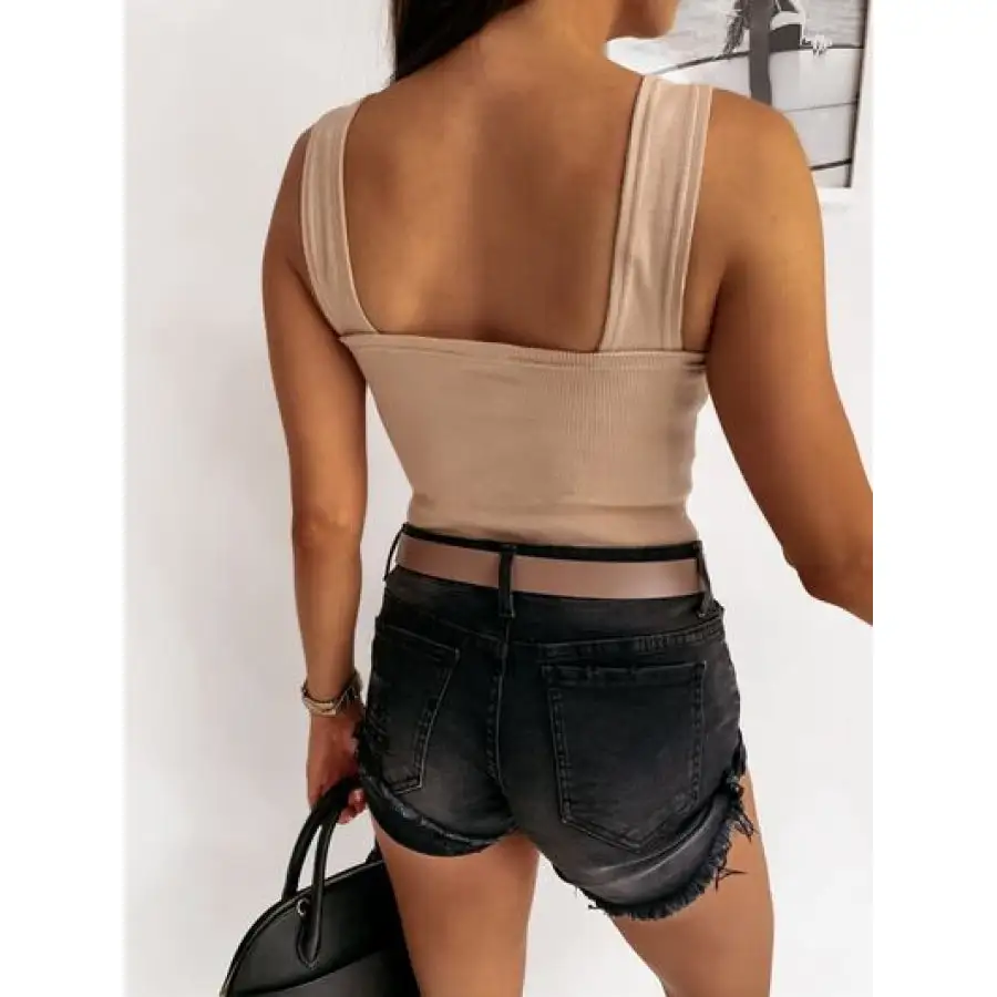 Wide-Strap Square-Neck Tank Top