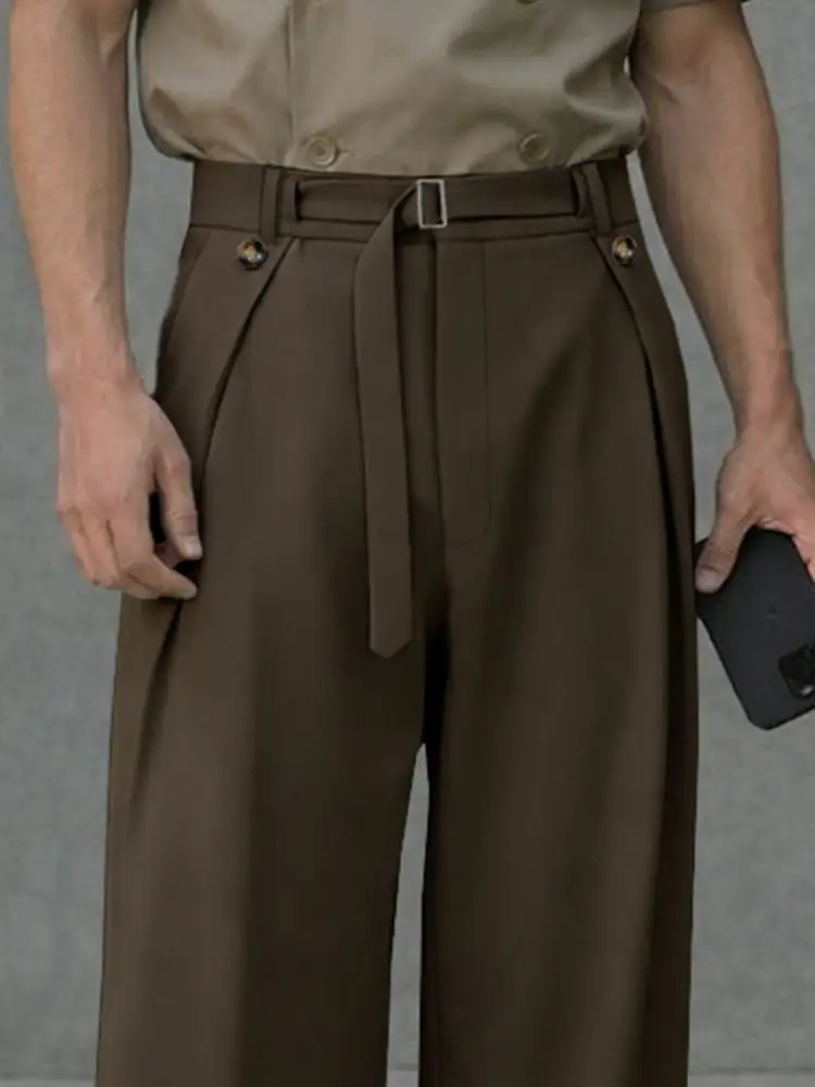Essential Belted Wide Leg Trousers Pants