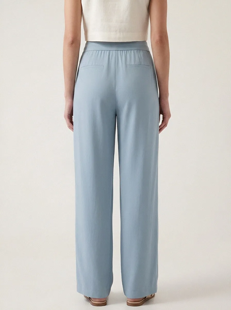 Women's Ice Silk Wide-Leg Drawstring Casual Pants