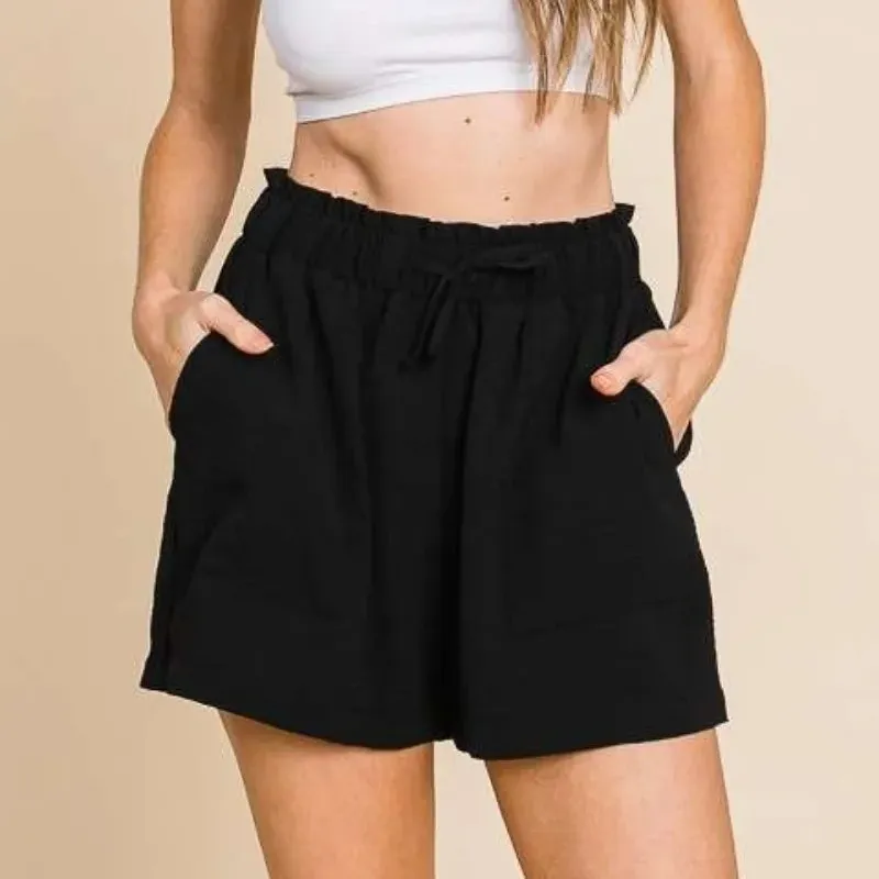 High-Waist Paperbag Shorts