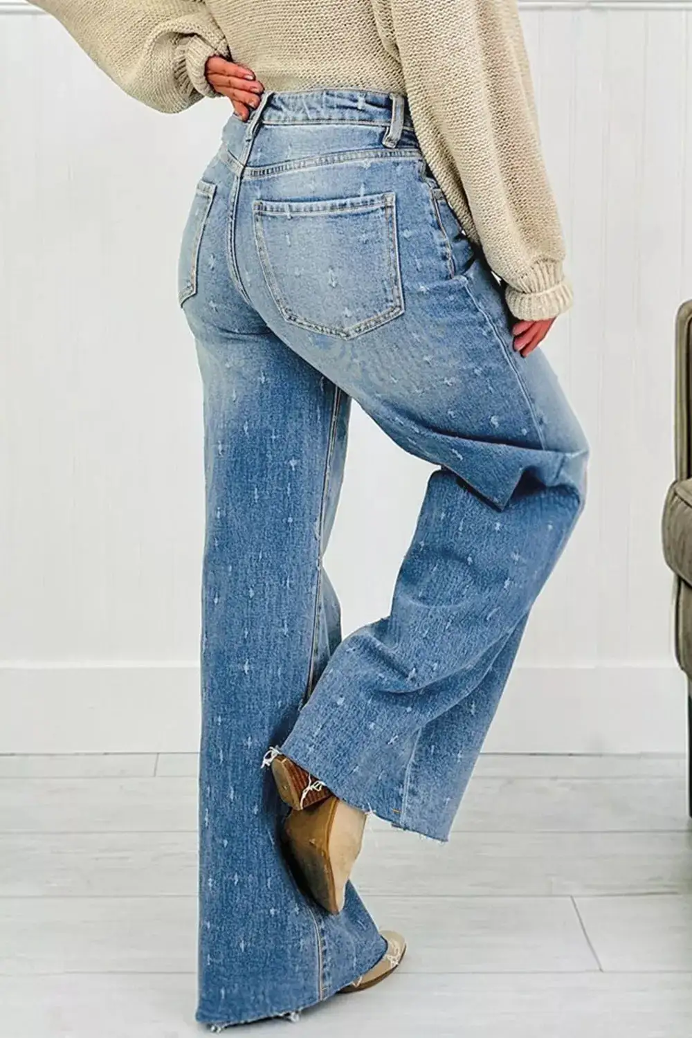 Raw Hem Distressed Denim Jeans