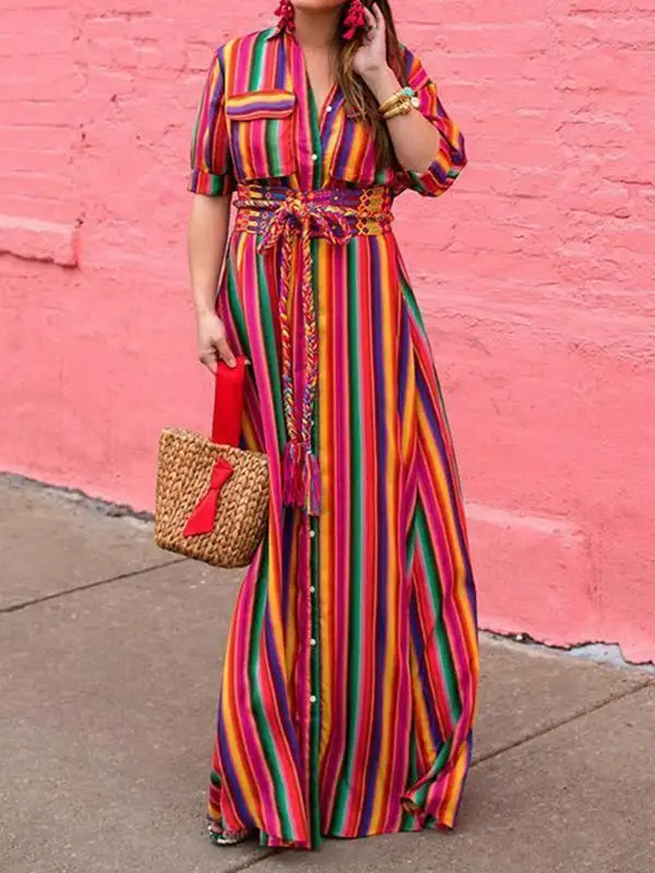 Sleeves Long Shirt Maxi Dress