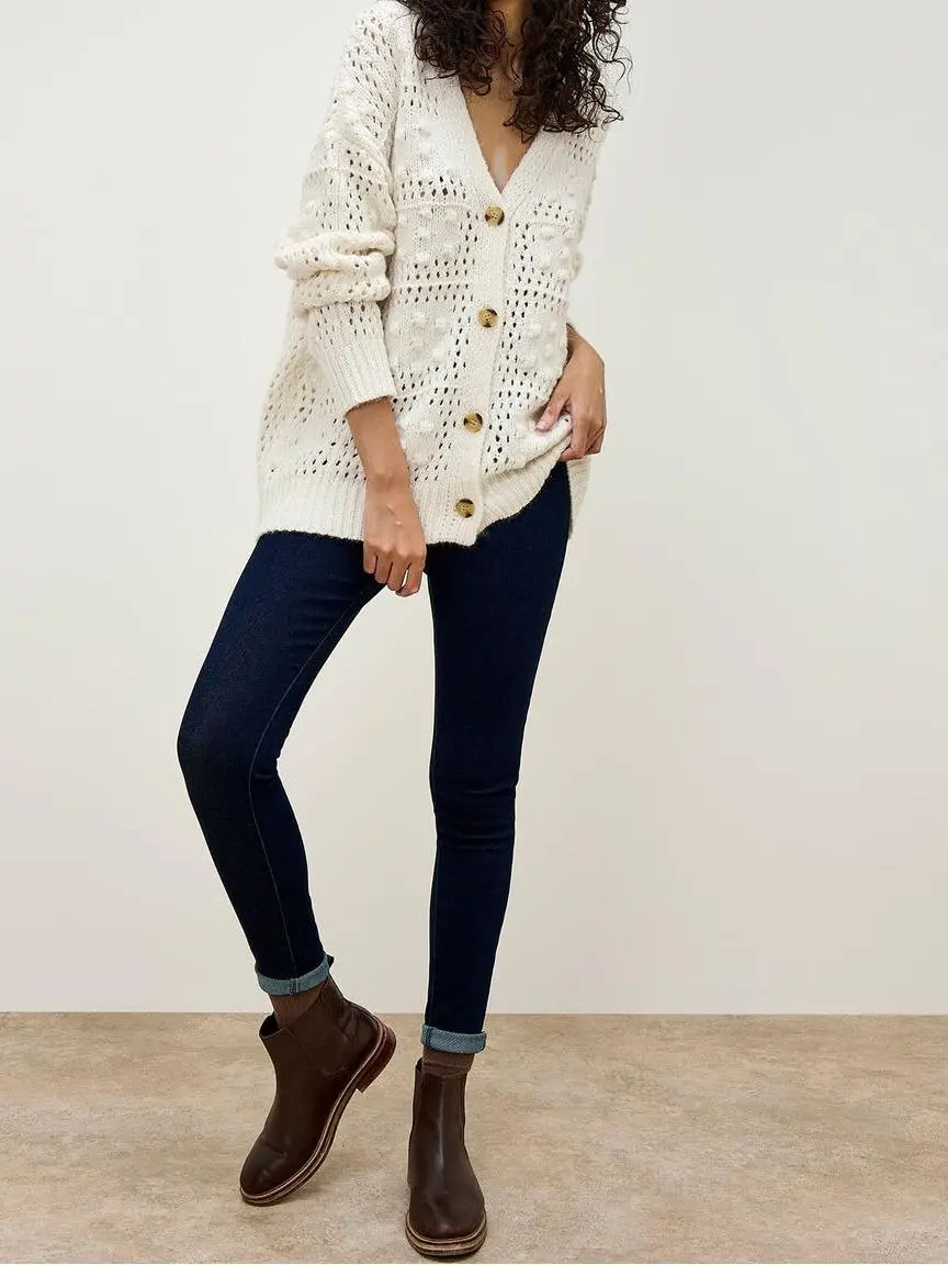 Double Buckle High-Waist Skinny Jeans