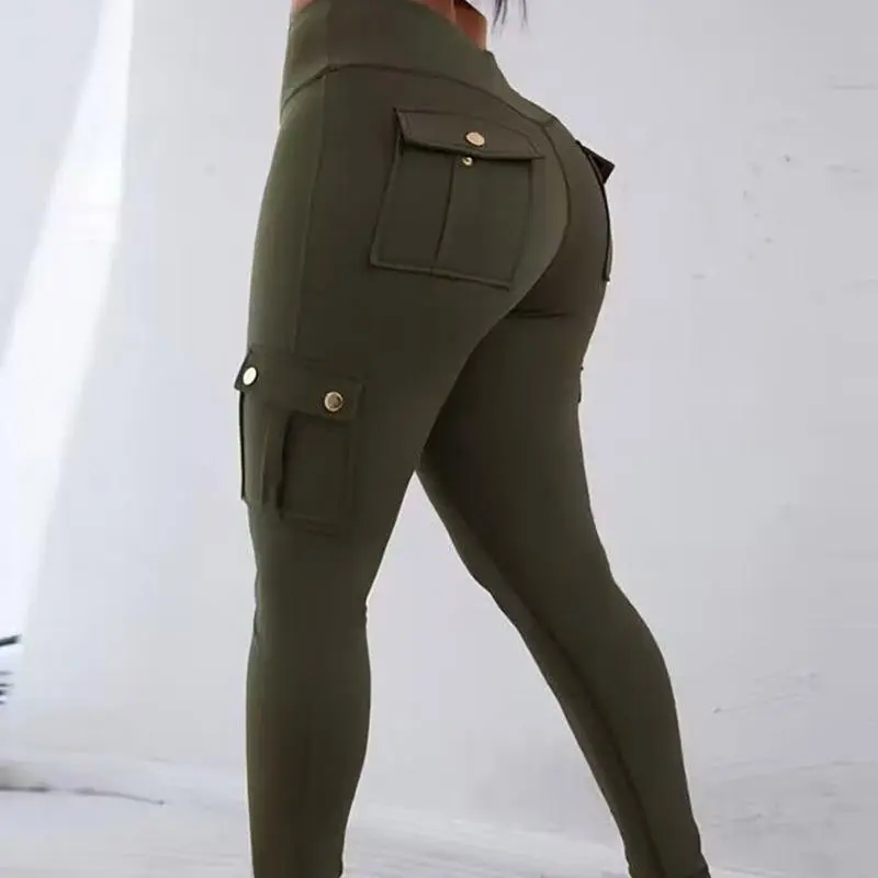 Women‘s Butt Lifting Leggings with Flap Pockets High Waist
