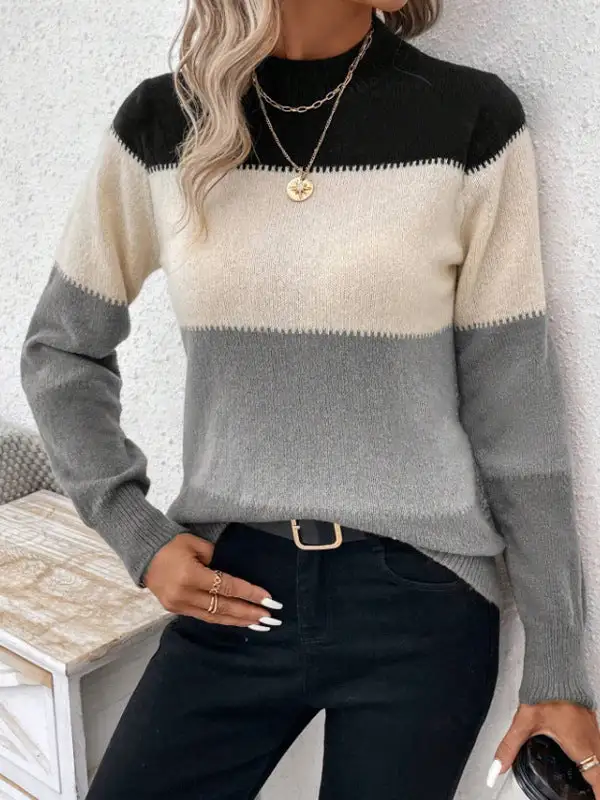 Round Neck Long Sleeve Pullover Sweater