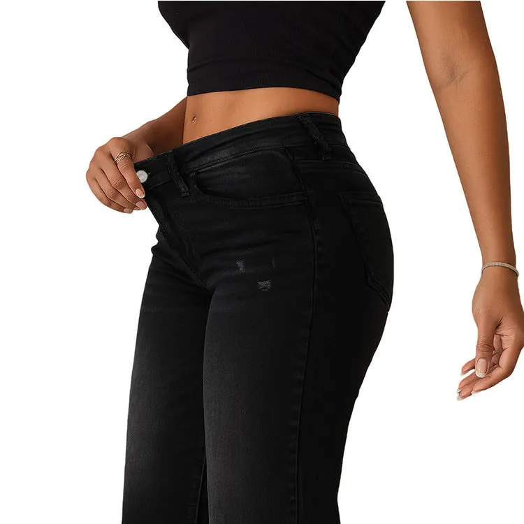 🔥Hot Sale🎁🎉Wide Leg Jeans for Women Stretchy Mid Low Rise Butts Lifting Baggy Jeans Trendy Loose Fit Cute Mom Jeans