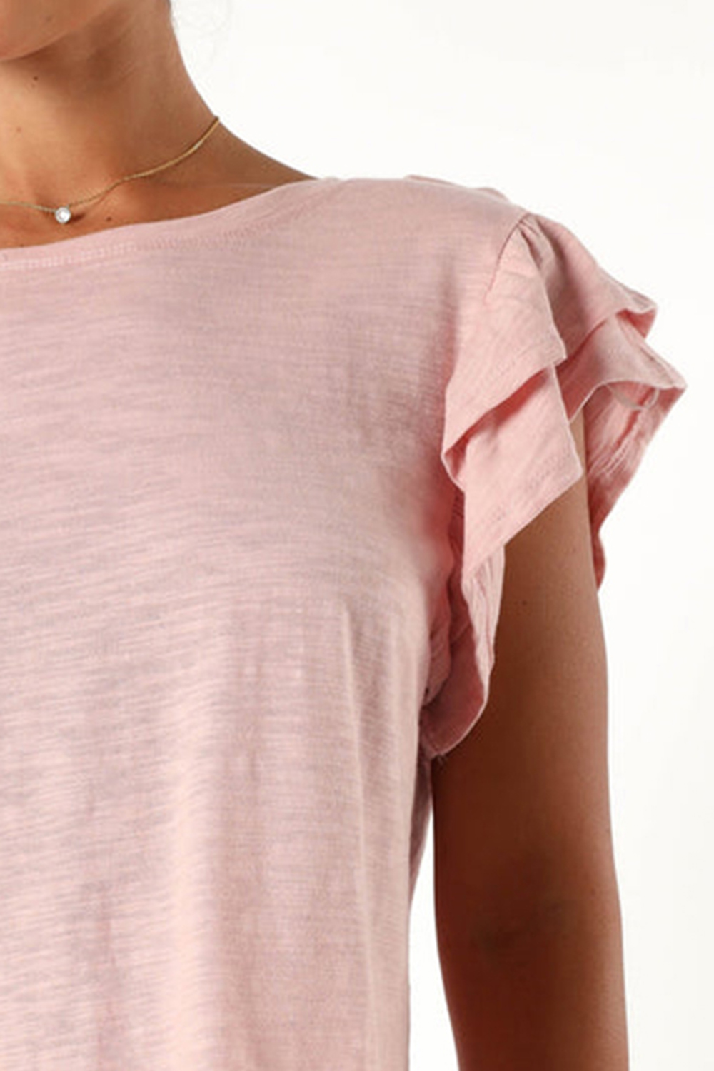 DUSTY PINK FRILL SLEEVE TEE