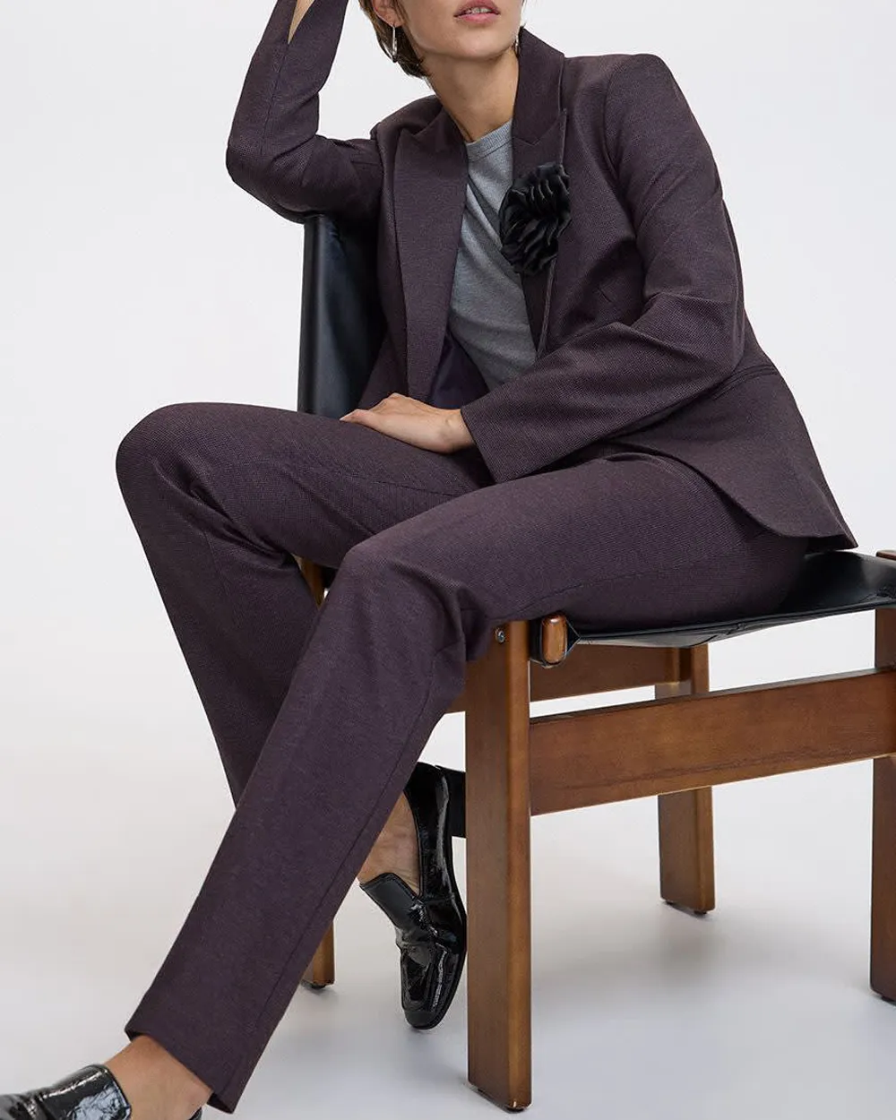 Fitted One-Button Knit Blazer  Modern Stretch