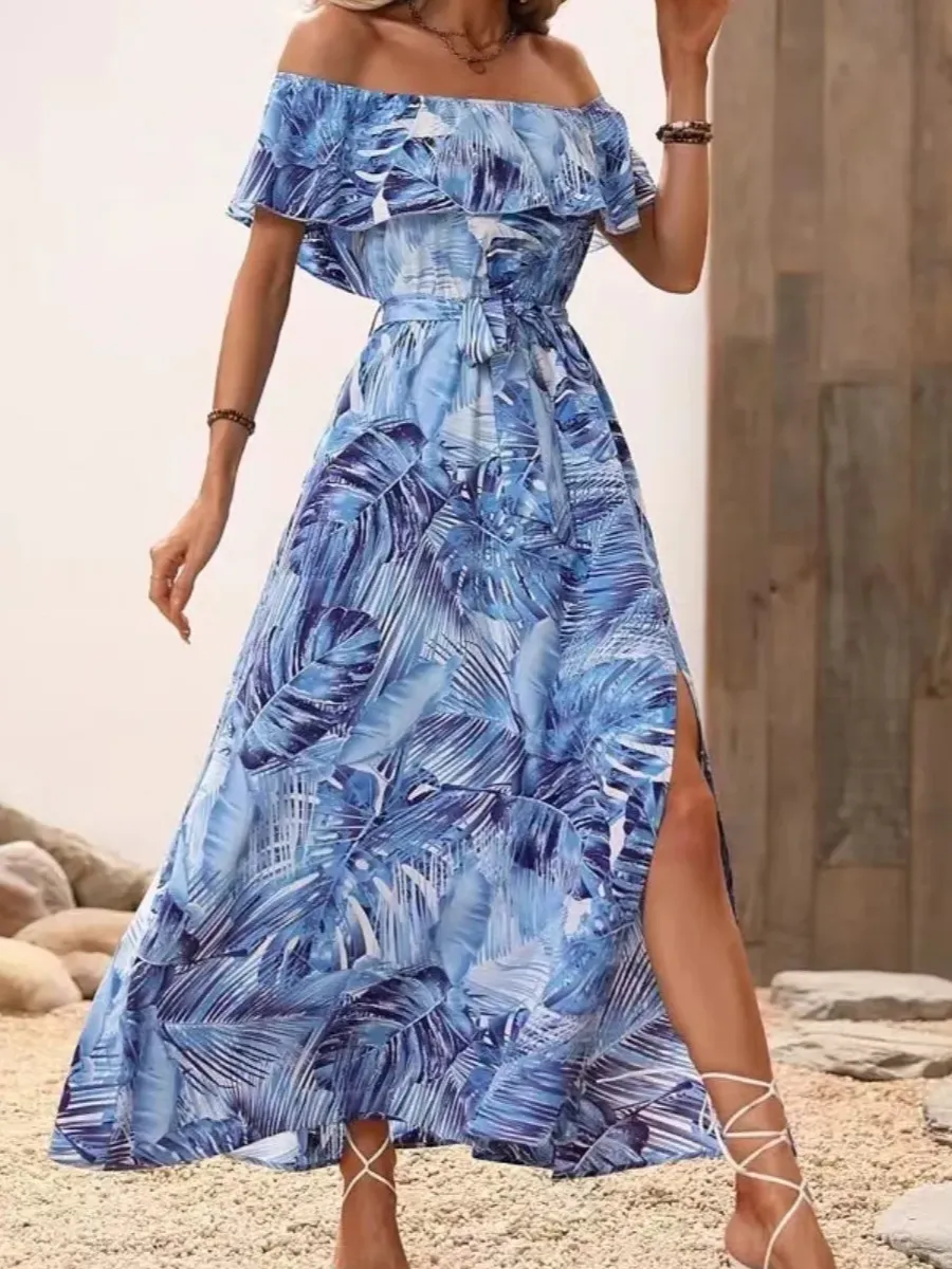 Ruffle Trim Maxi Dress