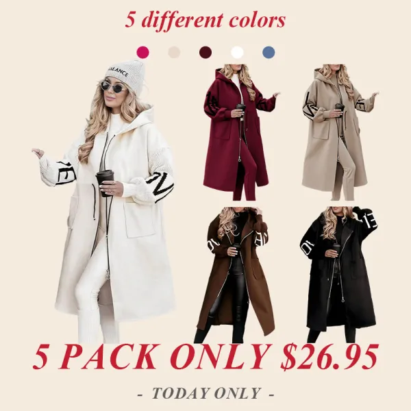 5PACK-Women'S Fashion Letter Pattern Patchwork Jacket-ONLY 26.95