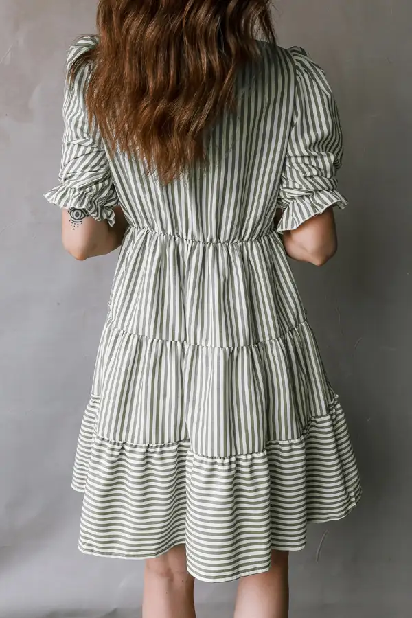Striped Ruffle Tiered Dress Casual